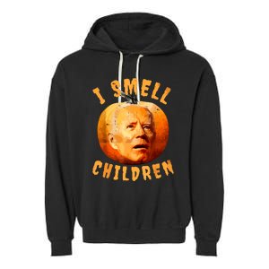 Ismellchildren Antijoe Biden Funny Witches Halloween Garment-Dyed Fleece Hoodie