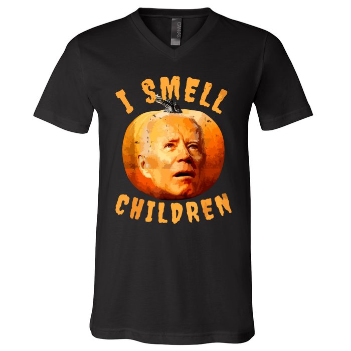 Ismellchildren Antijoe Biden Funny Witches Halloween V-Neck T-Shirt