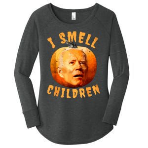 Ismellchildren Antijoe Biden Funny Witches Halloween Women's Perfect Tri Tunic Long Sleeve Shirt