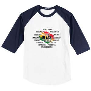 I Am Black Women For Black History Month Gift Baseball Sleeve Shirt