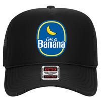 Im A Banana Costume Halloween Fruit Sticker Yellow Funny High Crown Mesh Back Trucker Hat