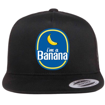 Im A Banana Costume Halloween Fruit Sticker Yellow Funny Flat Bill Trucker Hat