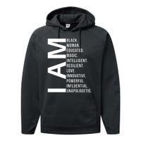 I Am Black Woman Educated Magic Intelligent Resilient Love Innovative Powerful Performance Fleece Hoodie