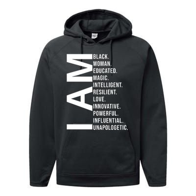 I Am Black Woman Educated Magic Intelligent Resilient Love Innovative Powerful Performance Fleece Hoodie