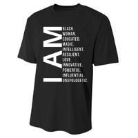 I Am Black Woman Educated Magic Intelligent Resilient Love Innovative Powerful Performance Sprint T-Shirt