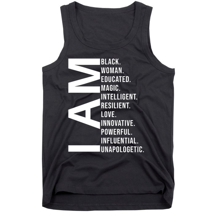 I Am Black Woman Educated Magic Intelligent Resilient Love Innovative Powerful Tank Top