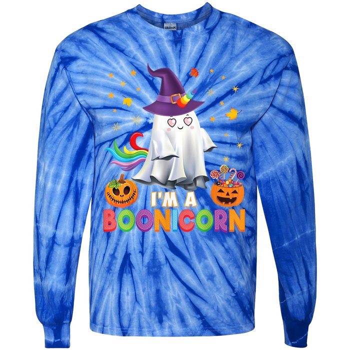 Im A Boonicorn Unicorn Ghost Halloween Witch Pumpkin Candy Gift Tie-Dye Long Sleeve Shirt