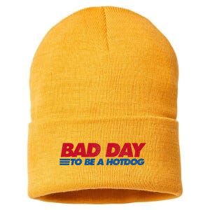 Its A Bad Day To Be A Hot Dog Funny Hot Dog Sustainable Knit Beanie