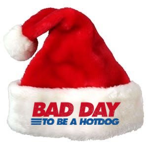 Its A Bad Day To Be A Hot Dog Funny Hot Dog Premium Christmas Santa Hat