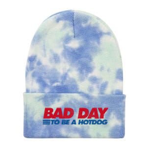 Its A Bad Day To Be A Hot Dog Funny Hot Dog Tie Dye 12in Knit Beanie