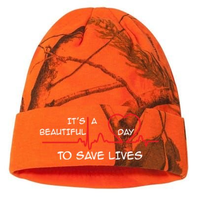 Its A Beautiful Day To Save Lives Great Time Doctor Nurse Cool Gift Kati Licensed 12" Camo Beanie