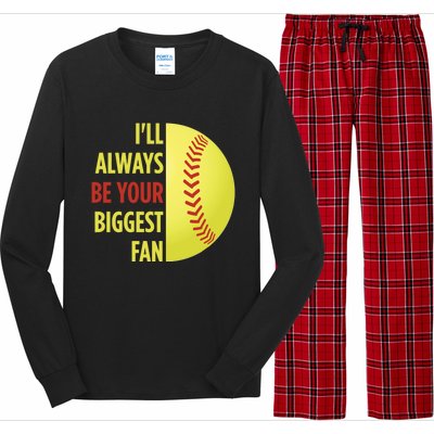 ILl Always Be Your Biggest Fan Gift For Mom Dad Softball Gift Long Sleeve Pajama Set