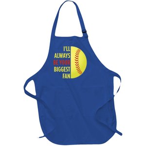 ILl Always Be Your Biggest Fan Gift For Mom Dad Softball Gift Full-Length Apron With Pockets