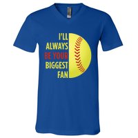 ILl Always Be Your Biggest Fan Gift For Mom Dad Softball Gift V-Neck T-Shirt