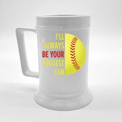 ILl Always Be Your Biggest Fan Gift For Mom Dad Softball Gift Beer Stein