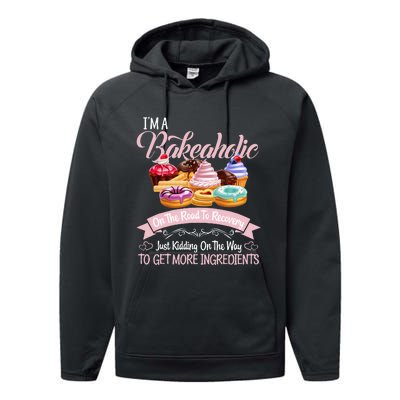 Im A Bakeaholic Funny Baking Baker Cupcake Cooking Performance Fleece Hoodie