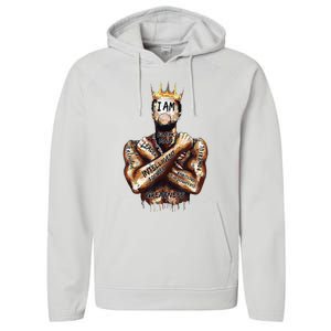 I Am Black Man King Powerful Dad Afro Melanin Black History Performance Fleece Hoodie