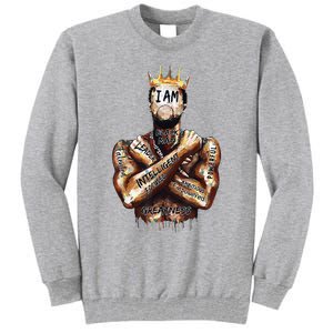 I Am Black Man King Powerful Dad Afro Melanin Black History Tall Sweatshirt