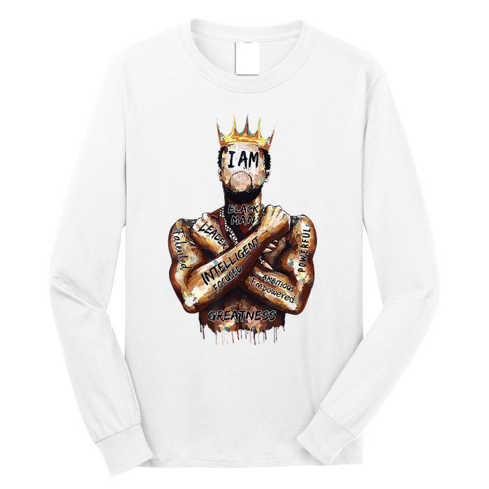 I Am Black Man King Powerful Dad Afro Melanin Black History Long Sleeve Shirt