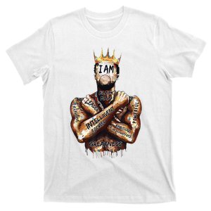 I Am Black Man King Powerful Dad Afro Melanin Black History T-Shirt