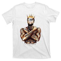 I Am Black Man King Powerful Dad Afro Melanin Black History T-Shirt