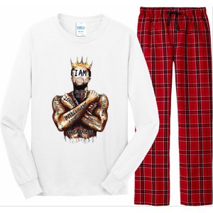 I Am Black Man King Powerful Dad Afro Melanin Black History Long Sleeve Pajama Set