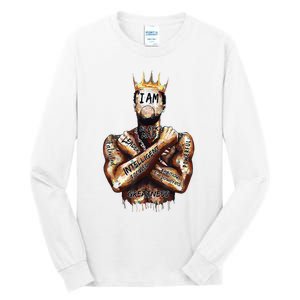 I Am Black Man King Powerful Dad Afro Melanin Black History Tall Long Sleeve T-Shirt