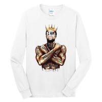 I Am Black Man King Powerful Dad Afro Melanin Black History Tall Long Sleeve T-Shirt