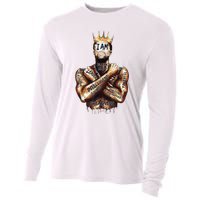 I Am Black Man King Powerful Dad Afro Melanin Black History Cooling Performance Long Sleeve Crew