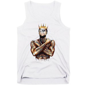 I Am Black Man King Powerful Dad Afro Melanin Black History Tank Top