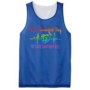 Its A Beautiful Day To Save Tiny Hu Nicu Neonatal Nurse Gift Mesh Reversible Basketball Jersey Tank