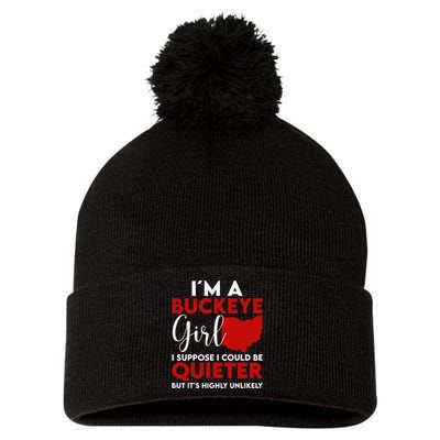 Im A Buckeye Girl O.H.I.O S.T.A.T.E Pom Pom 12in Knit Beanie