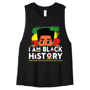 I Am Black History For Boy Black History Month Women's Racerback Cropped Tank