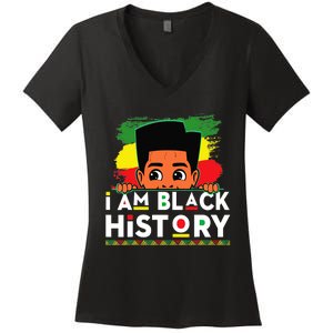 I Am Black History For Boy Black History Month Women's V-Neck T-Shirt