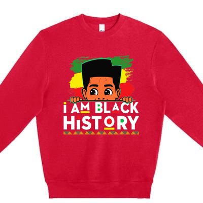 I Am Black History For Boy Black History Month Premium Crewneck Sweatshirt