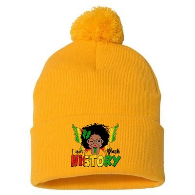 I Am Black History Month African American Pom Pom 12in Knit Beanie