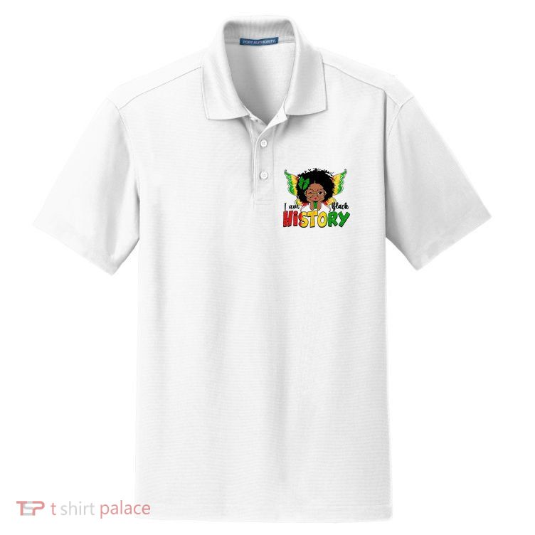 I Am Black History Month African American Dry Zone Grid Polo