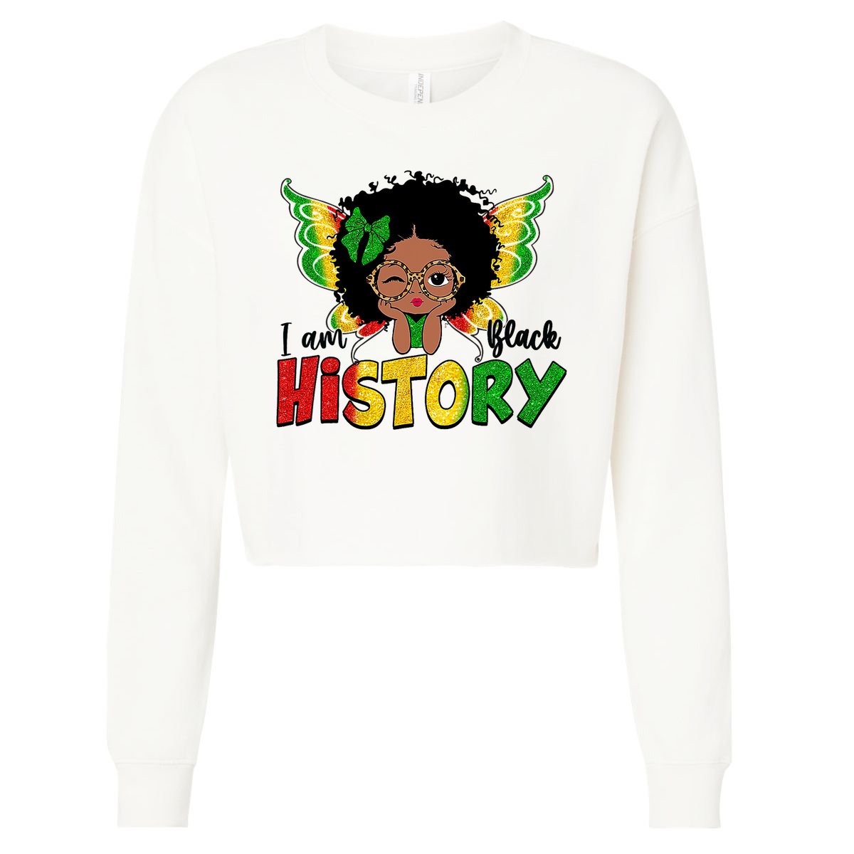 I Am Black History Month African American Cropped Pullover Crew
