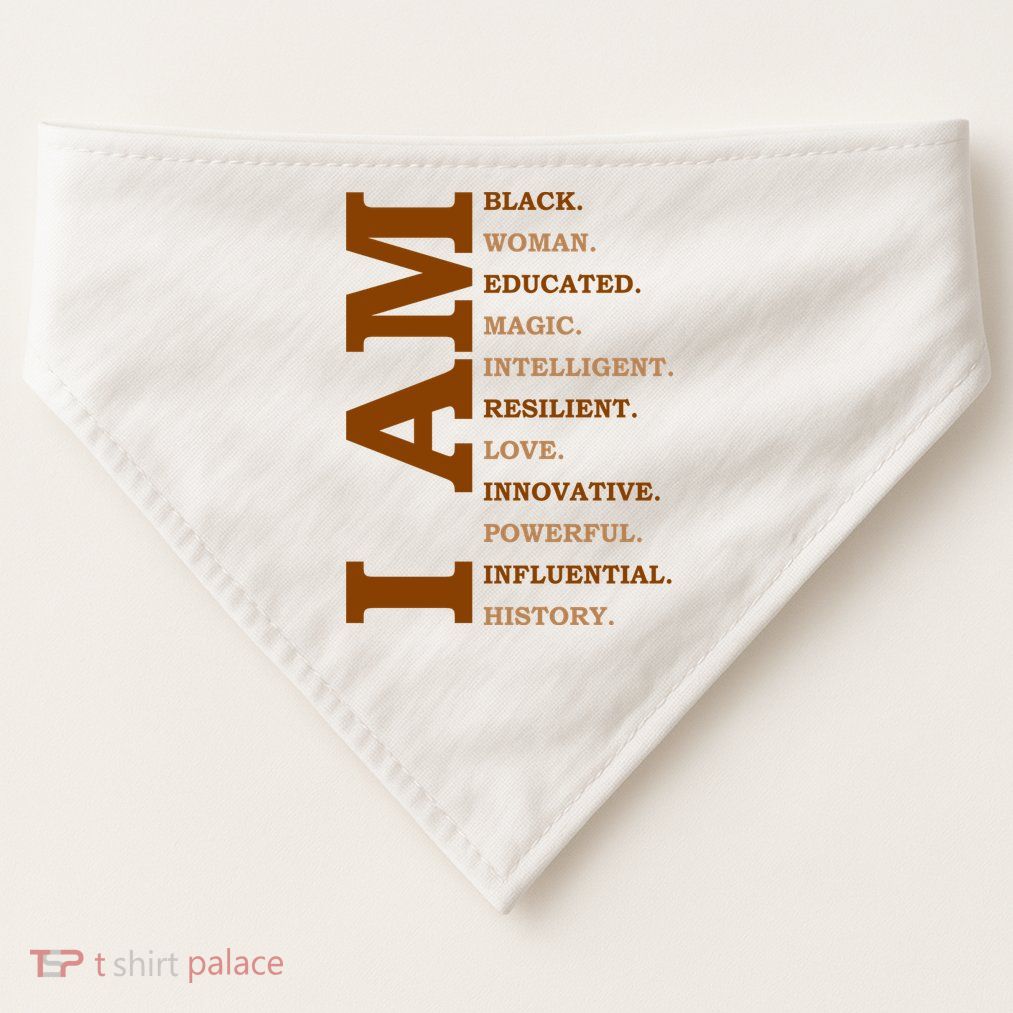 I Am Black Powerful Pride Quote USA-Made Doggie Bandana