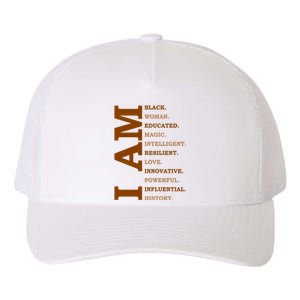 I Am Black Powerful Pride Quote Yupoong Adult 5-Panel Trucker Hat