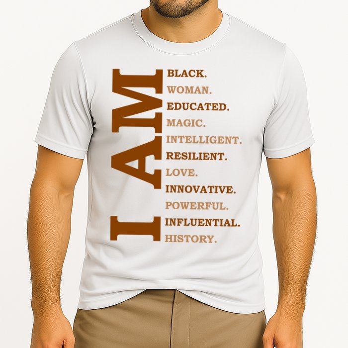 I Am Black Powerful Pride Quote Cooling Performance Crew T-Shirt