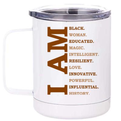 I Am Black Powerful Pride Quote 12 oz Stainless Steel Tumbler Cup