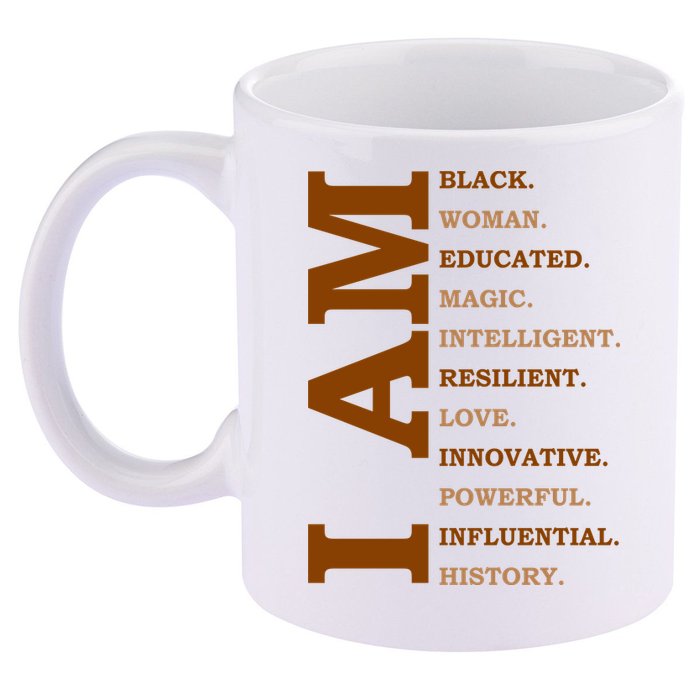 I Am Black Powerful Pride Quote 11oz C Handle Ceramic Mug