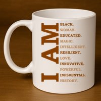 I Am Black Powerful Pride Quote 11oz C Handle Ceramic Mug