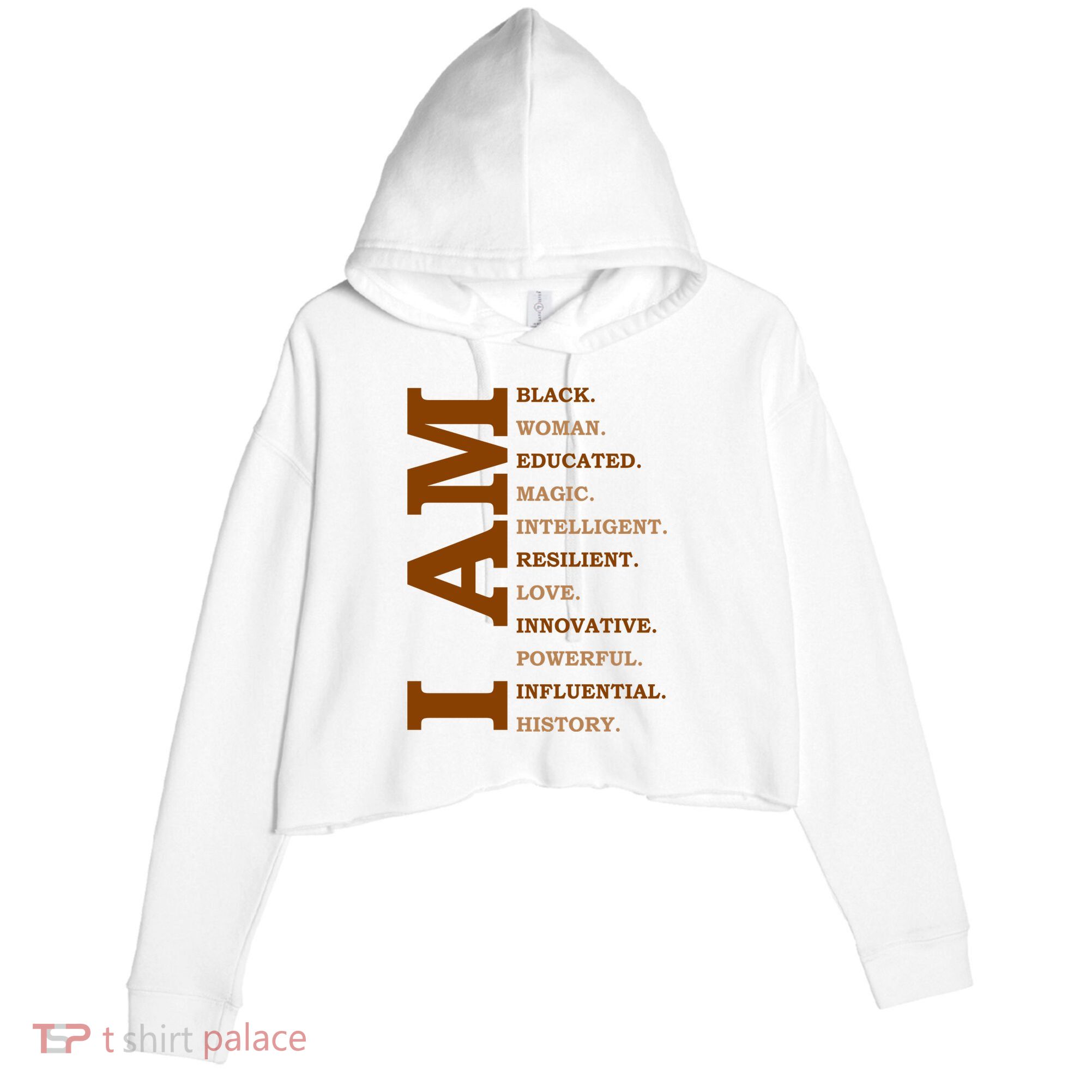 I Am Black Powerful Pride Quote Crop Fleece Hoodie
