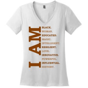 I Am Black Powerful Pride Quote Women's V-Neck T-Shirt