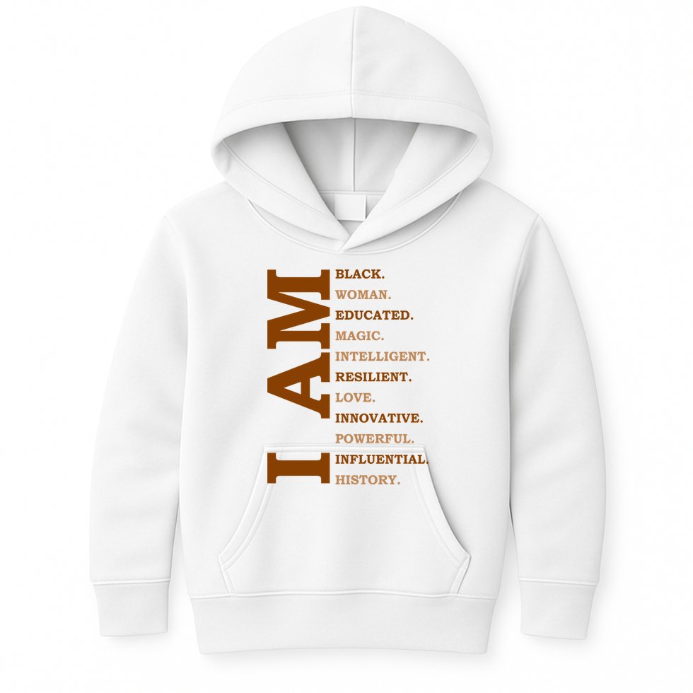 I Am Black Powerful Pride Quote Kids Hoodie