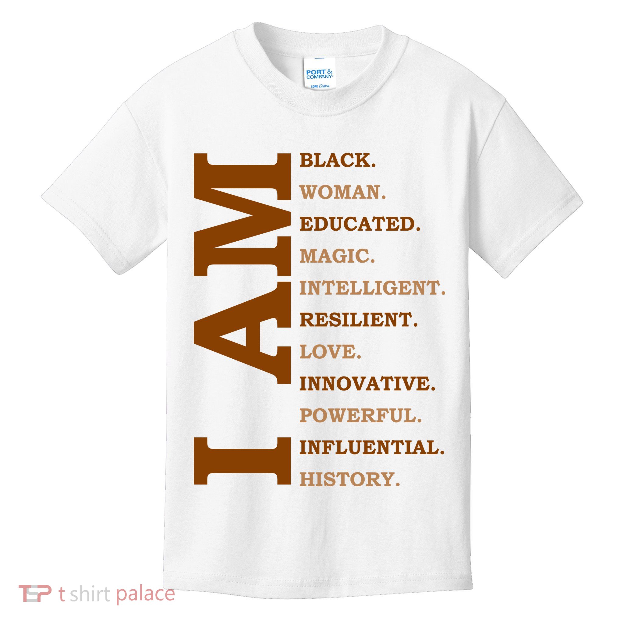 I Am Black Powerful Pride Quote Kids T-Shirt