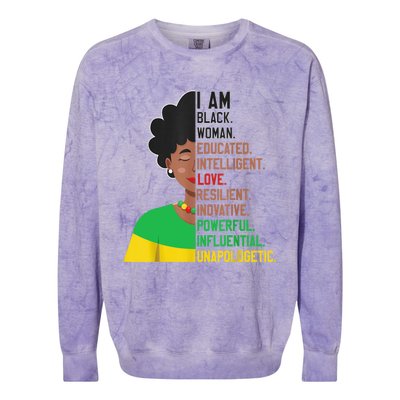 I Am Black Woman Educated Unapologetic African Girl Women Colorblast Crewneck Sweatshirt