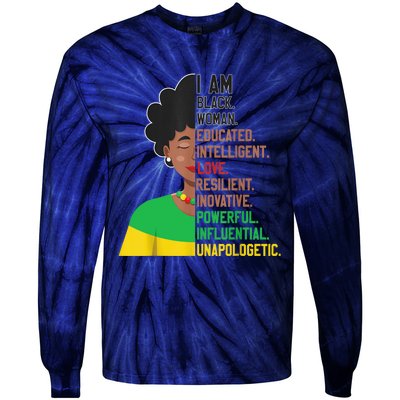 I Am Black Woman Educated Unapologetic African Girl Women Tie-Dye Long Sleeve Shirt